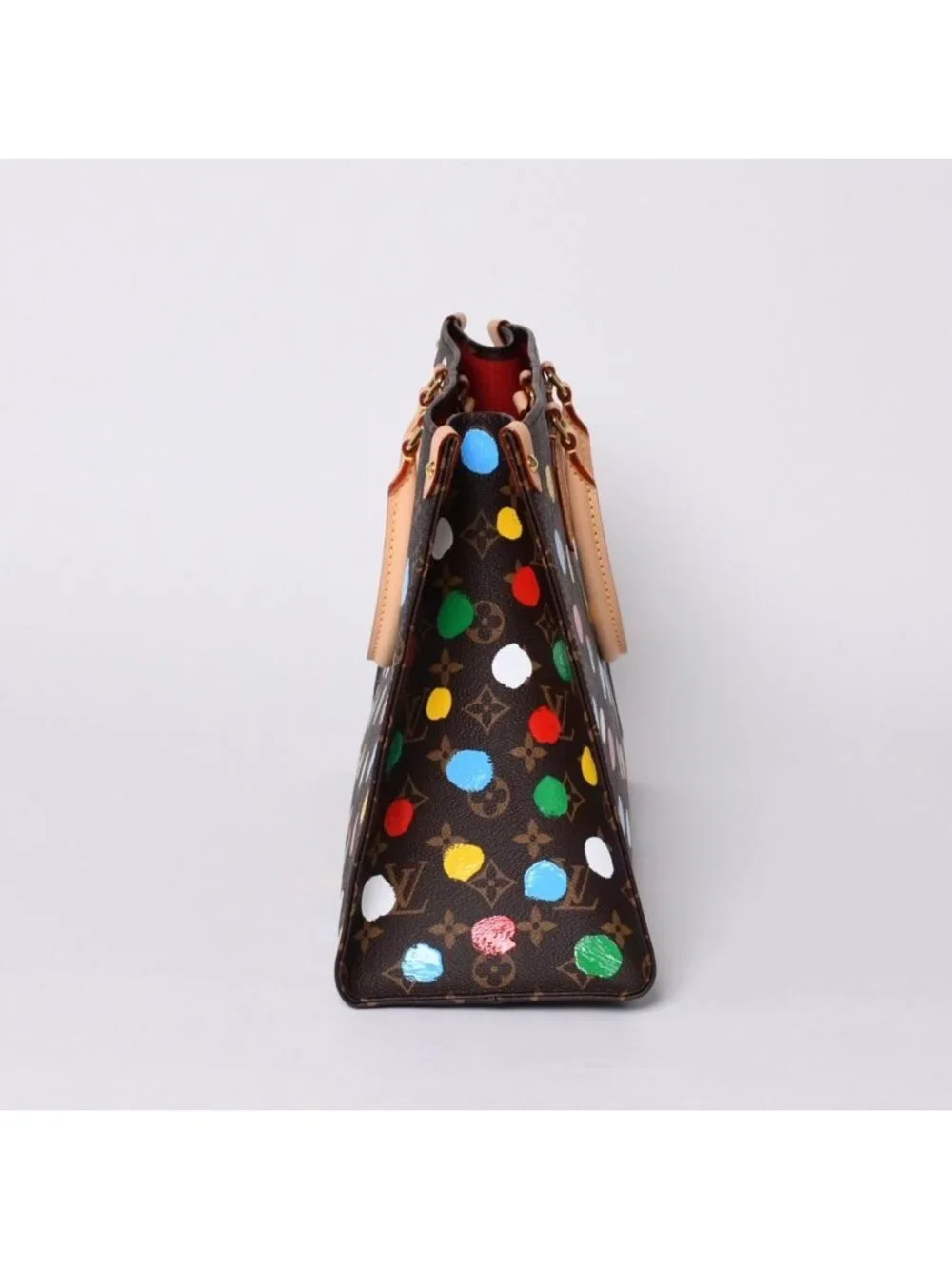 Louis Vuitton On The Go MM Yayoi Kusama Shoulder Bag 2-Way Leather Monogram